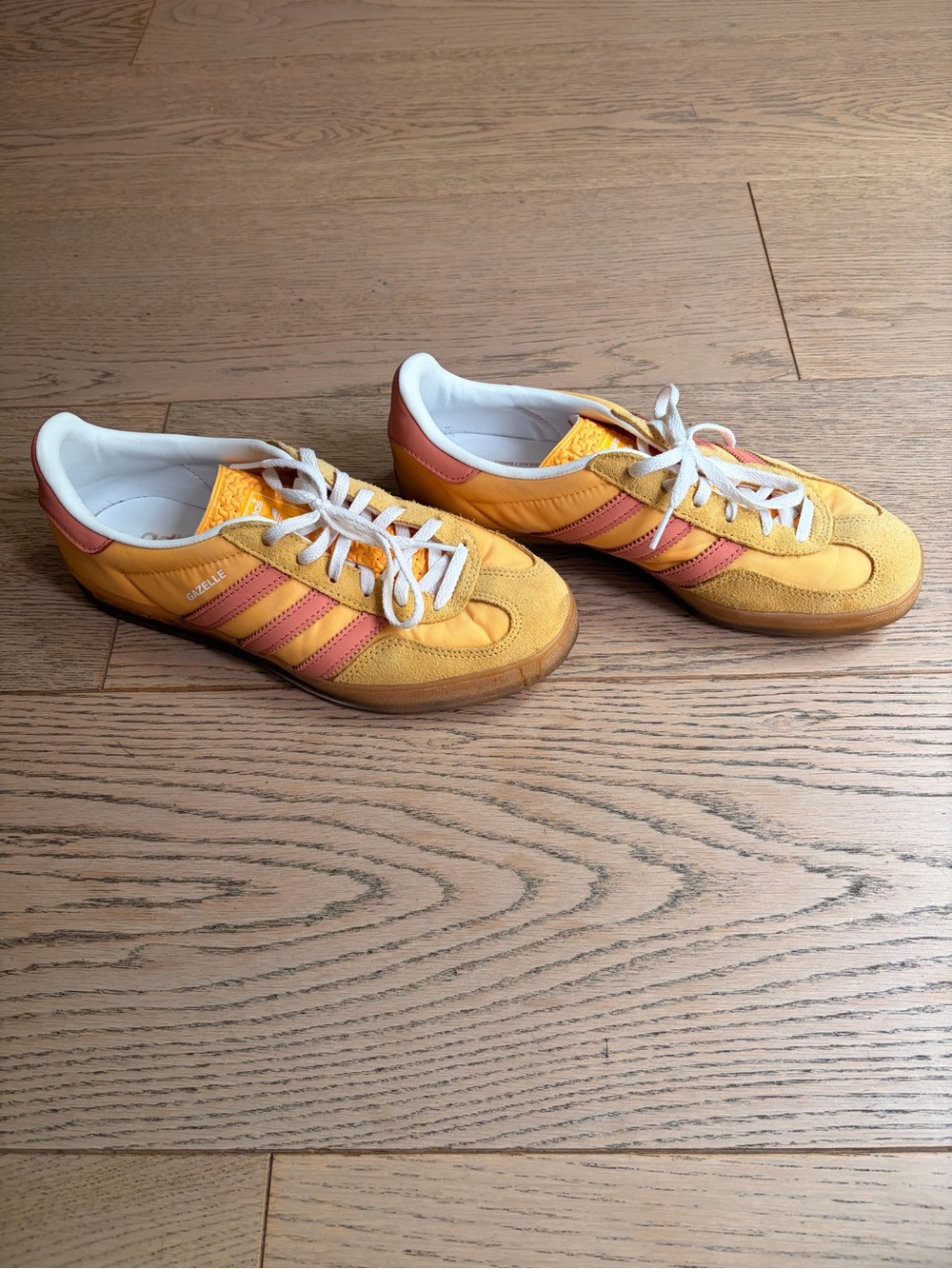 adidas Yellow Sneakers with Coral Stripes - Picture 2 of 4